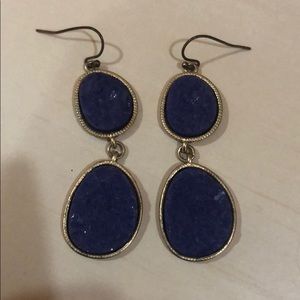 Blue & gold dangly earrings
